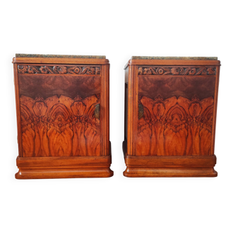 Pair of Art Deco bedside tables in solid blonde walnut – France 1930