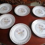 6 70s porcelain dessert plates