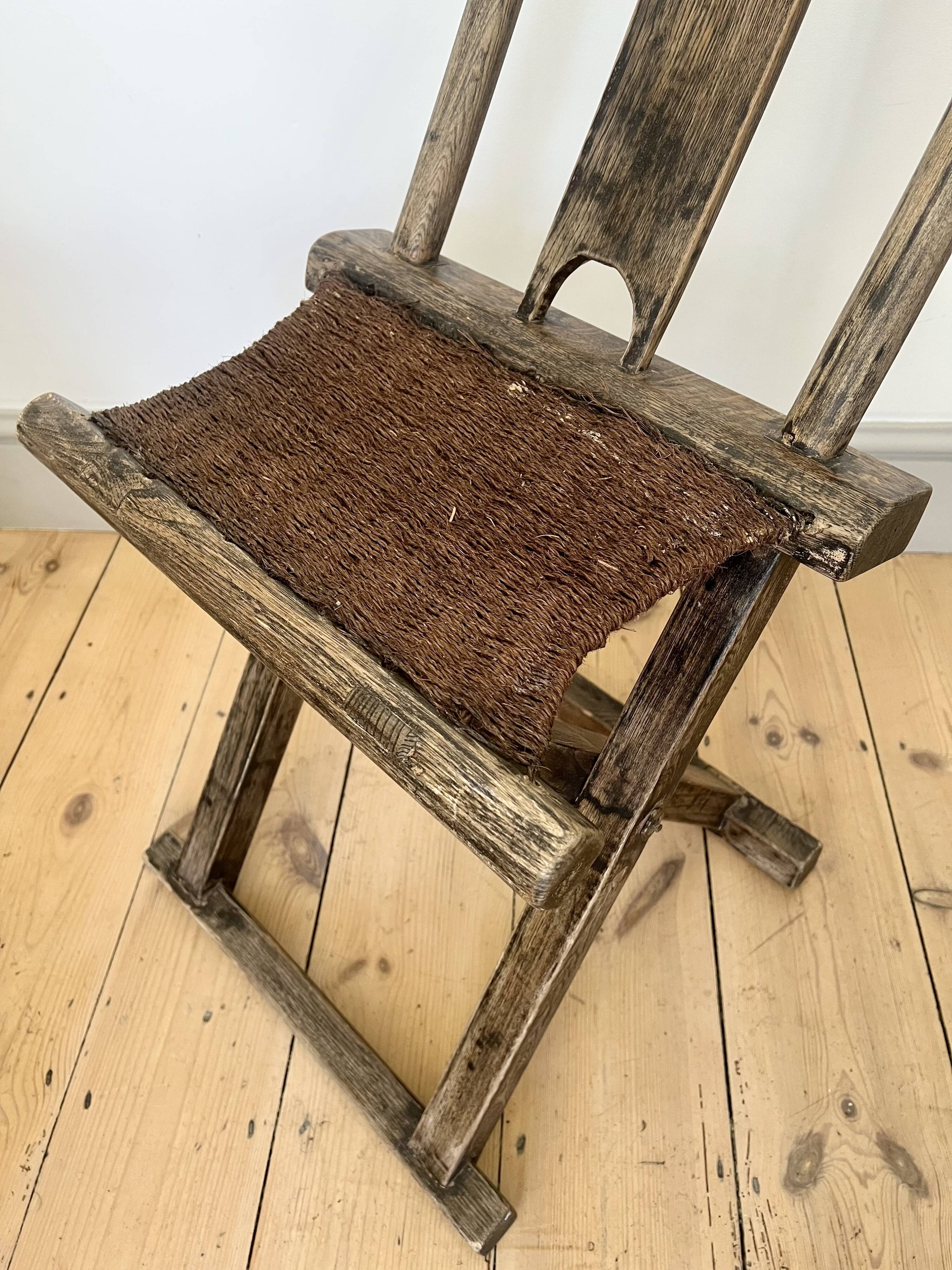 Rustic Primitive Antique Chinese Folding Travel Chair