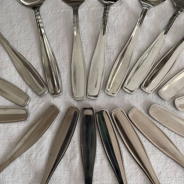Coupes à glace en inox et cuillères,années 60-70 ,Boîtes d'origine