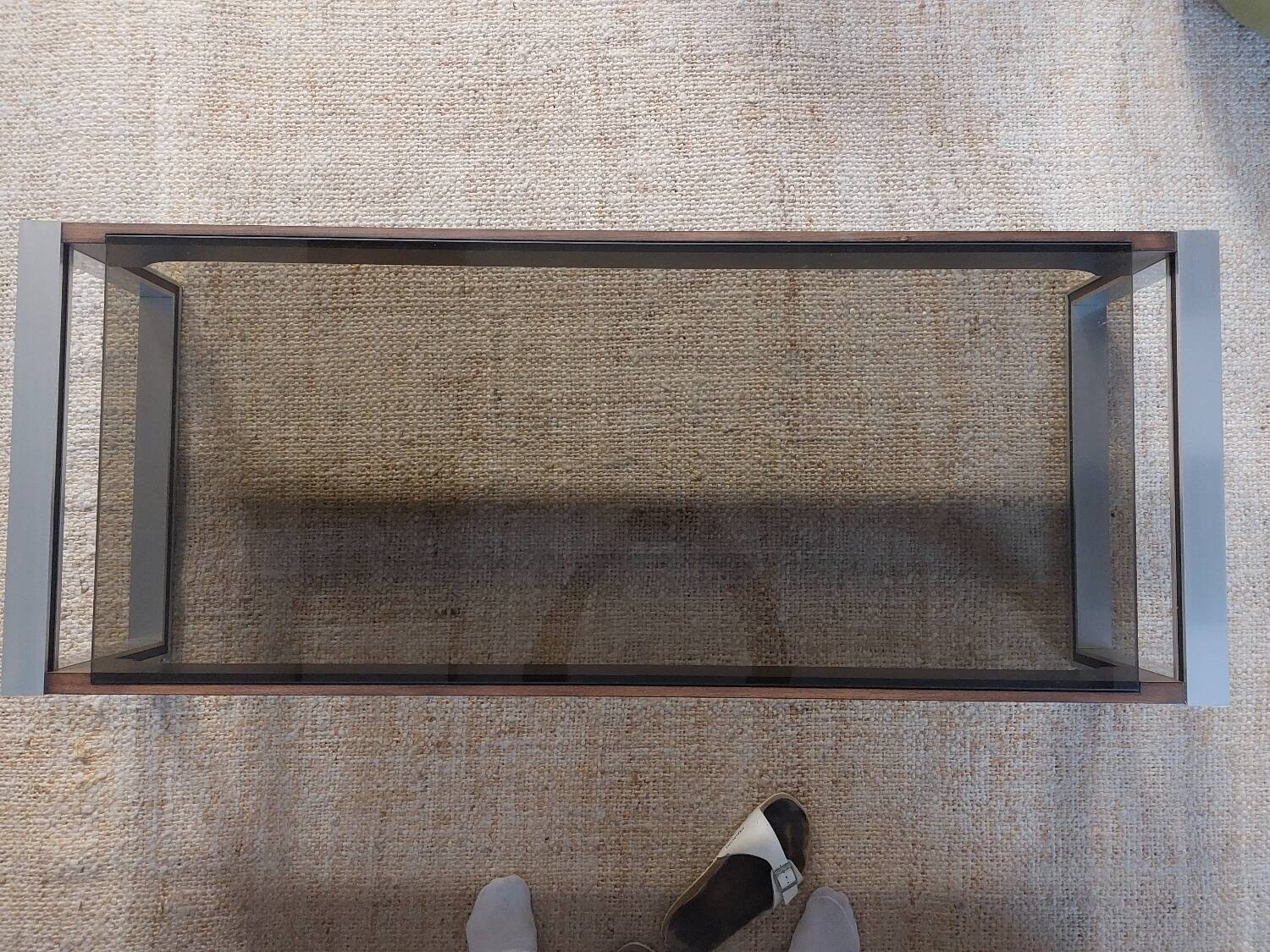 Glass and metal coffee table