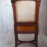 Chaise ancienne capitonnée Style Régence - Structure bois et rembourrage en crin –  Couleur moutarde