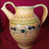 VINTAGE PROVENCAL POTTERY JAR PITCHER OLIVE DECOR