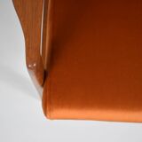 Fauteuil scandinave d'origine restauré, années 60, rouille, velours