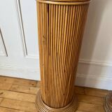 Pair of vintage rattan veneer columns