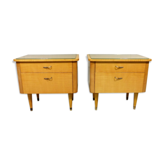 Set of 2 vintage bedside tables, 1950's