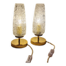 Duo of molded glass table lamps