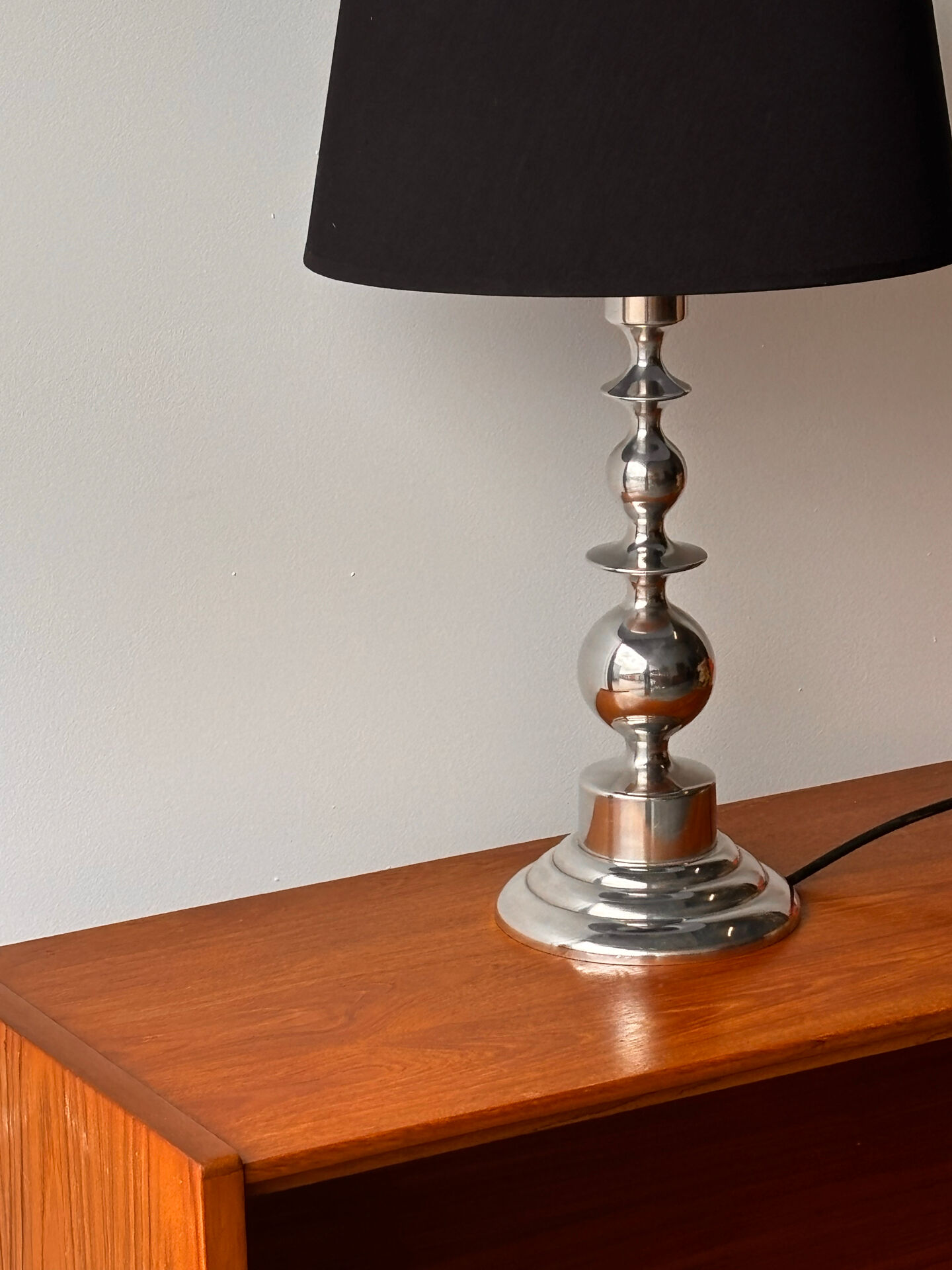 Mid-century Scandinavian sculptural lamp chrome 1970
