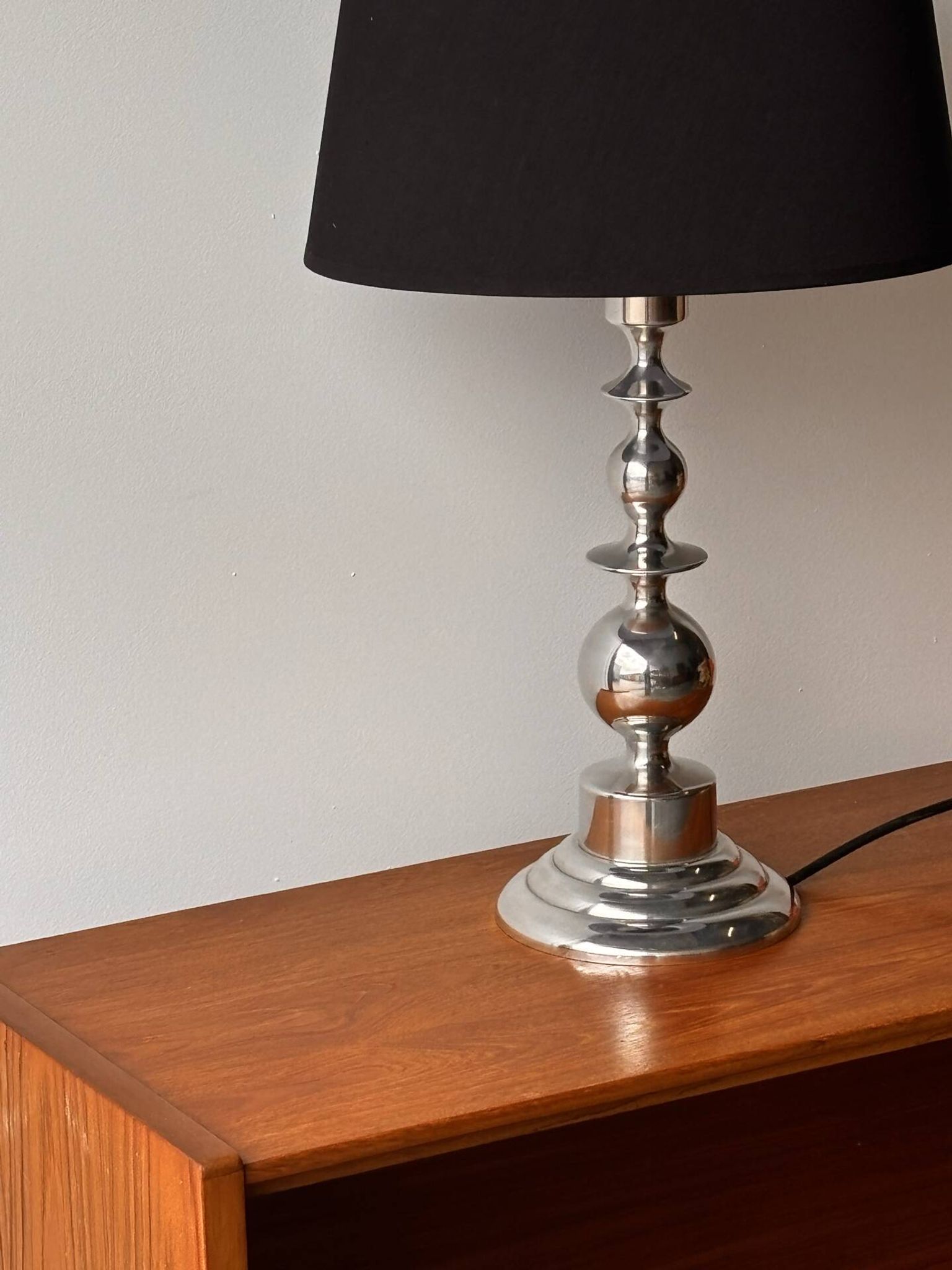 Mid-century Scandinavian sculptural lamp chrome 1970