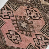 2x3 Brown & Pink Small Size Vintage Rug 52x80Cm