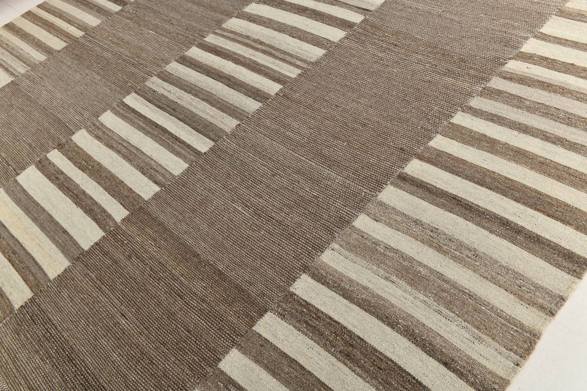 Beige Brown Oversize Vintage Kilim Rug, 322x388Cm