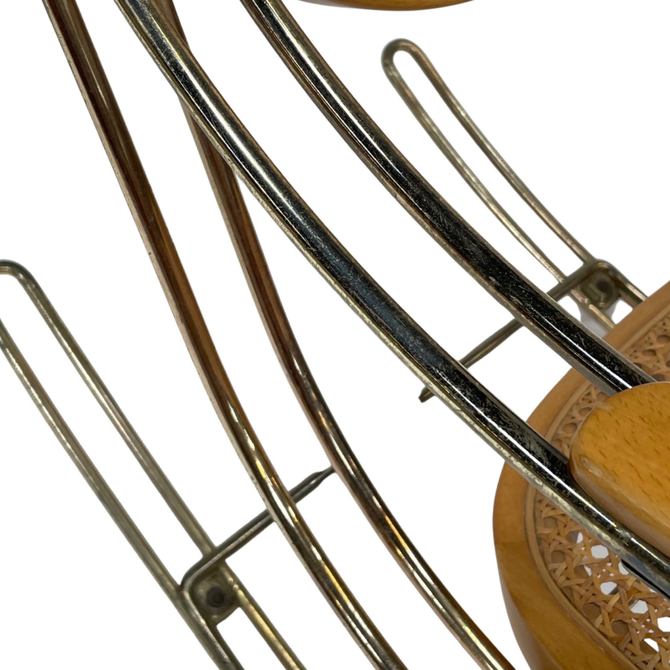 Vintage brass curved wooden rocking chair