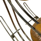 Vintage brass curved wooden rocking chair