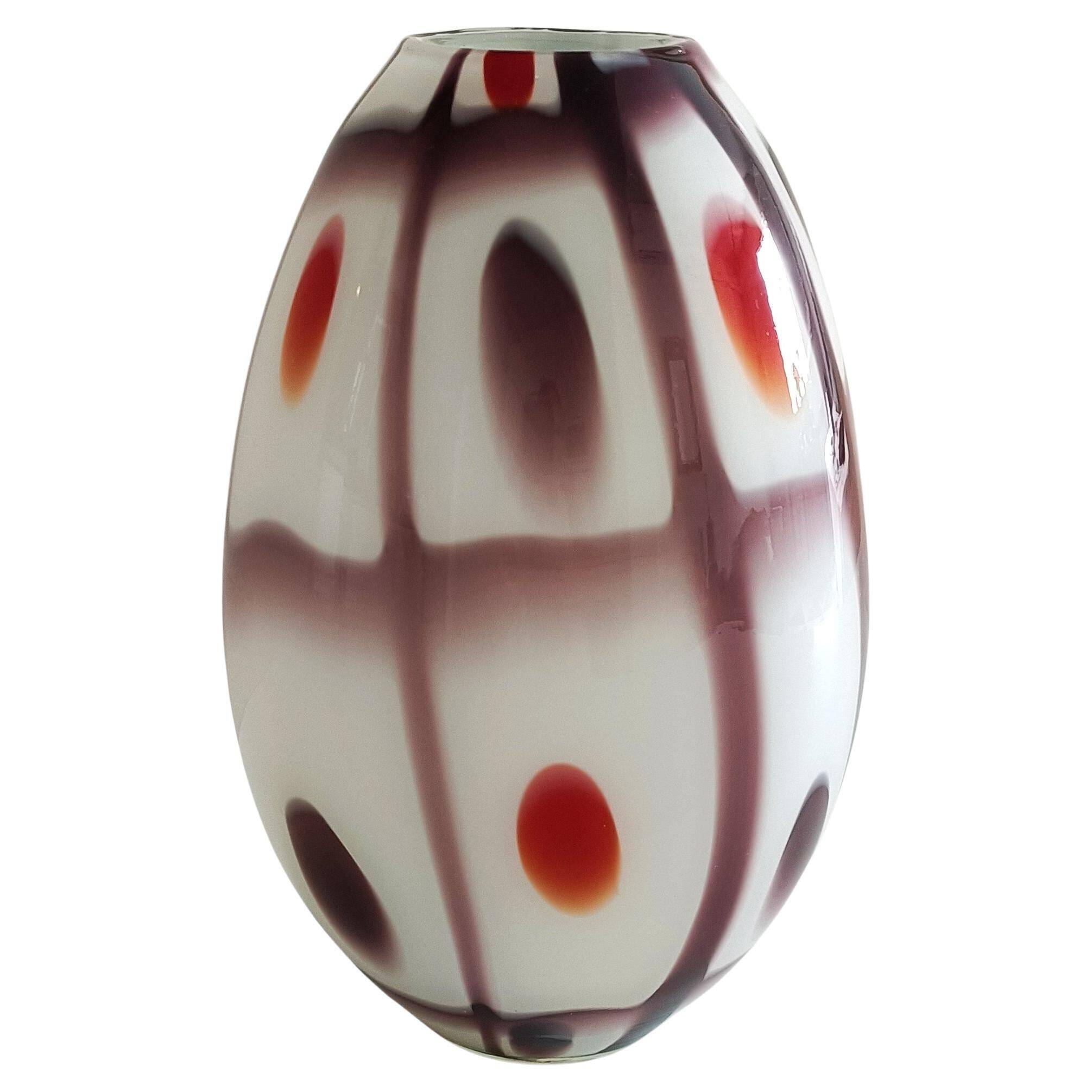 Murano Glass Colorful Ovoid Shaped Vase in The Style of A.Ve.M, Italy, 1960s