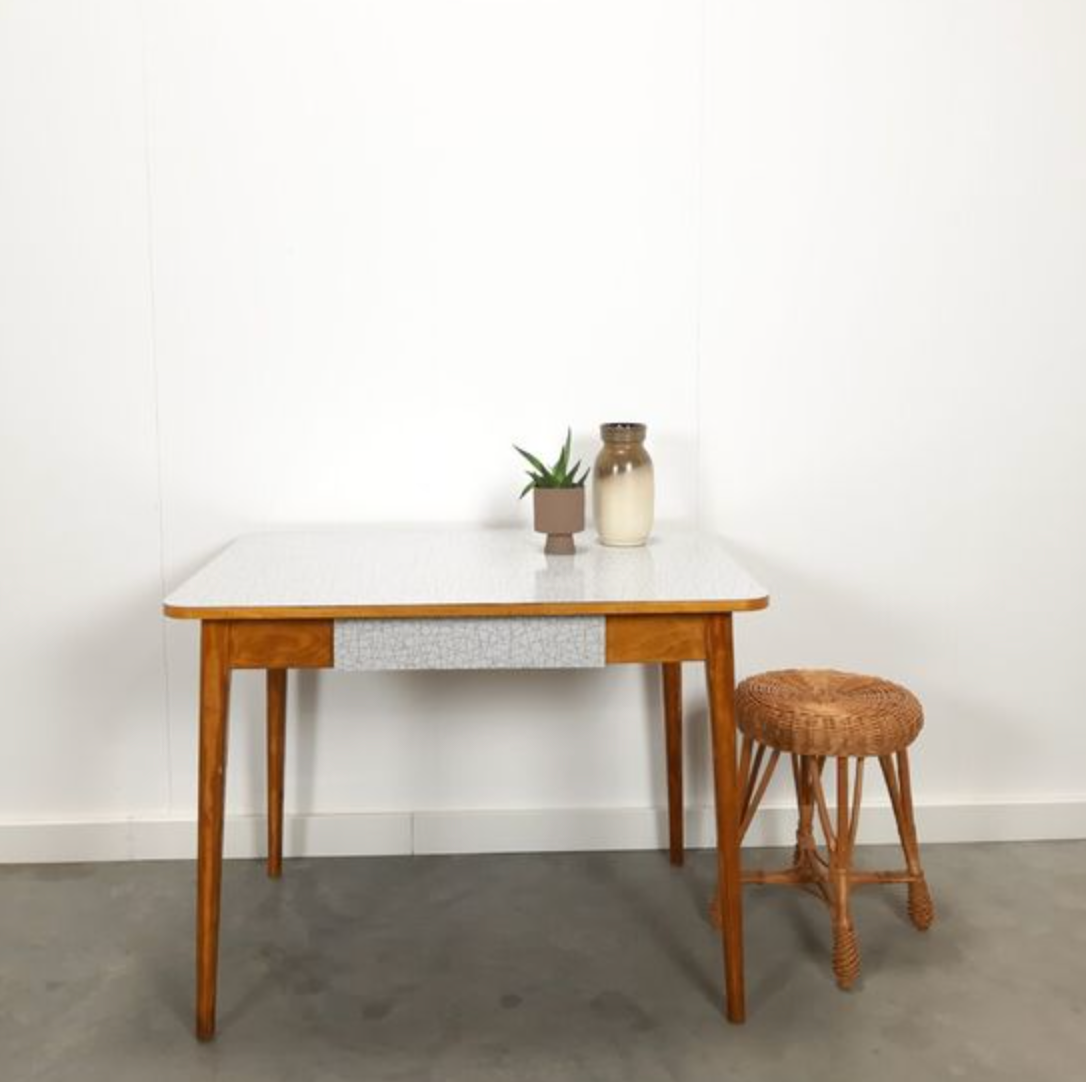 Vintage wooden dining table with formica top