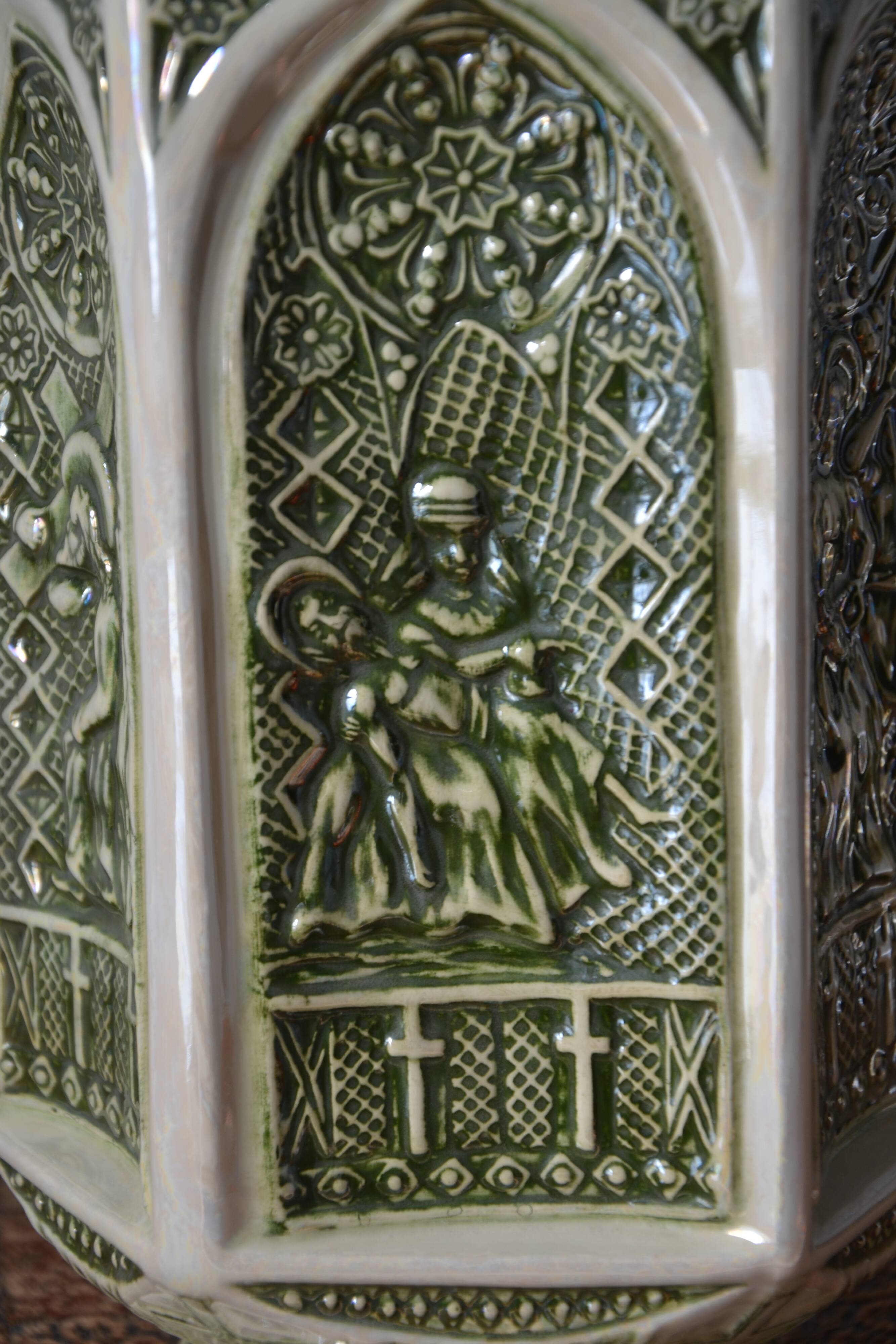 Decorative pitcher/sculpture in ceramic signed JMS