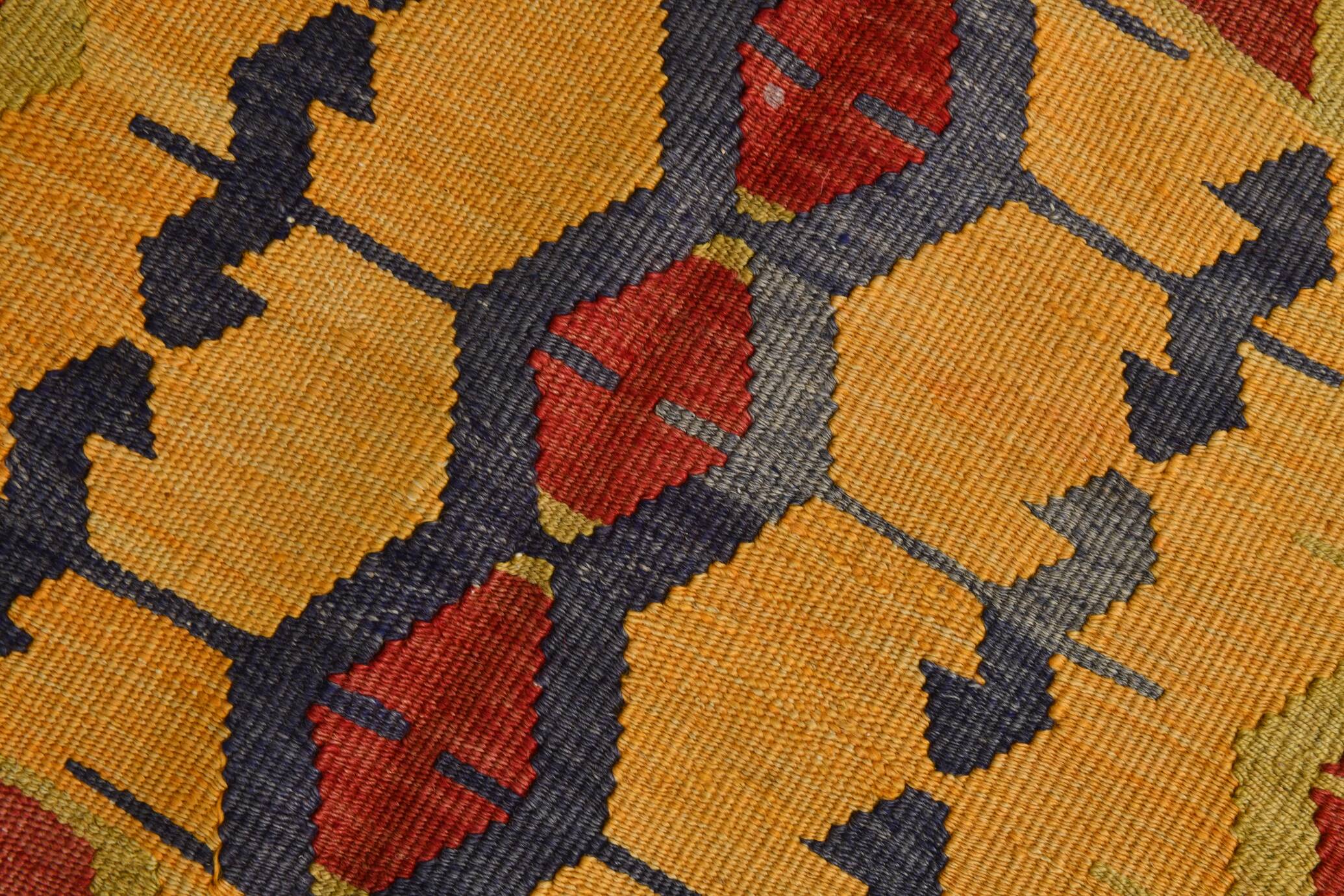 5x12 Soft Red and Orange Anatolian Kilim Rug, Wool Kilim Carpet, 139x377Cm