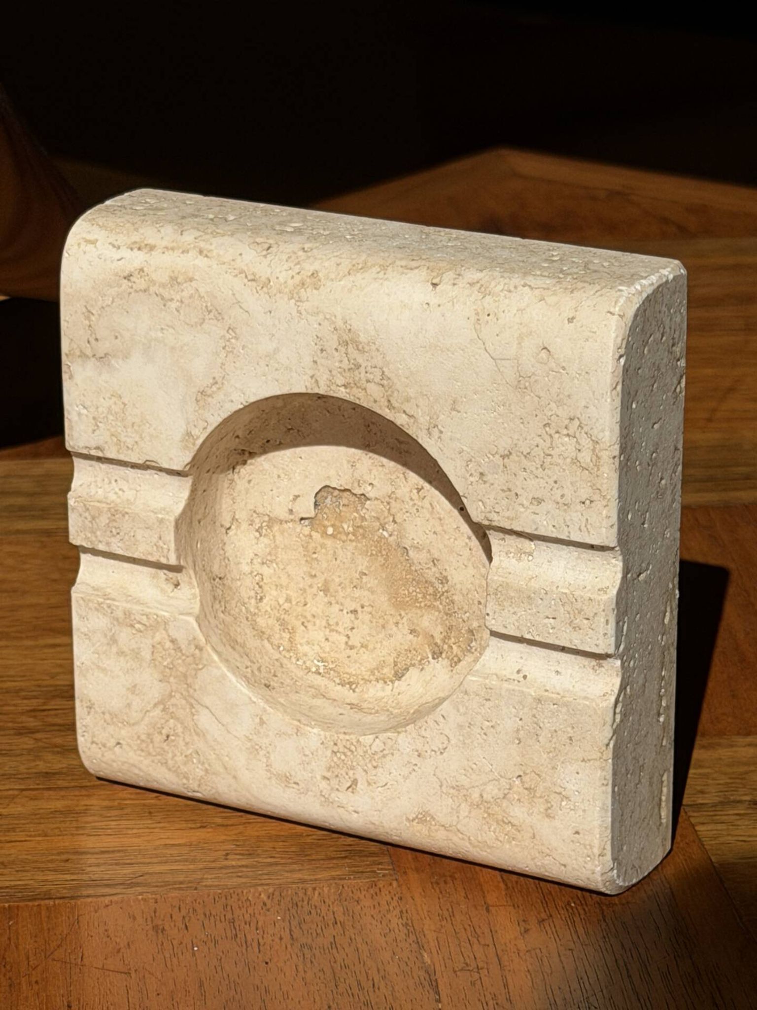 Travertine ashtray — DLG Fratelli Mannelli 70s