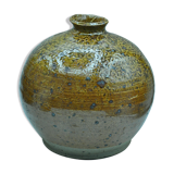 Vase boule oignon en grès pyrité signé
