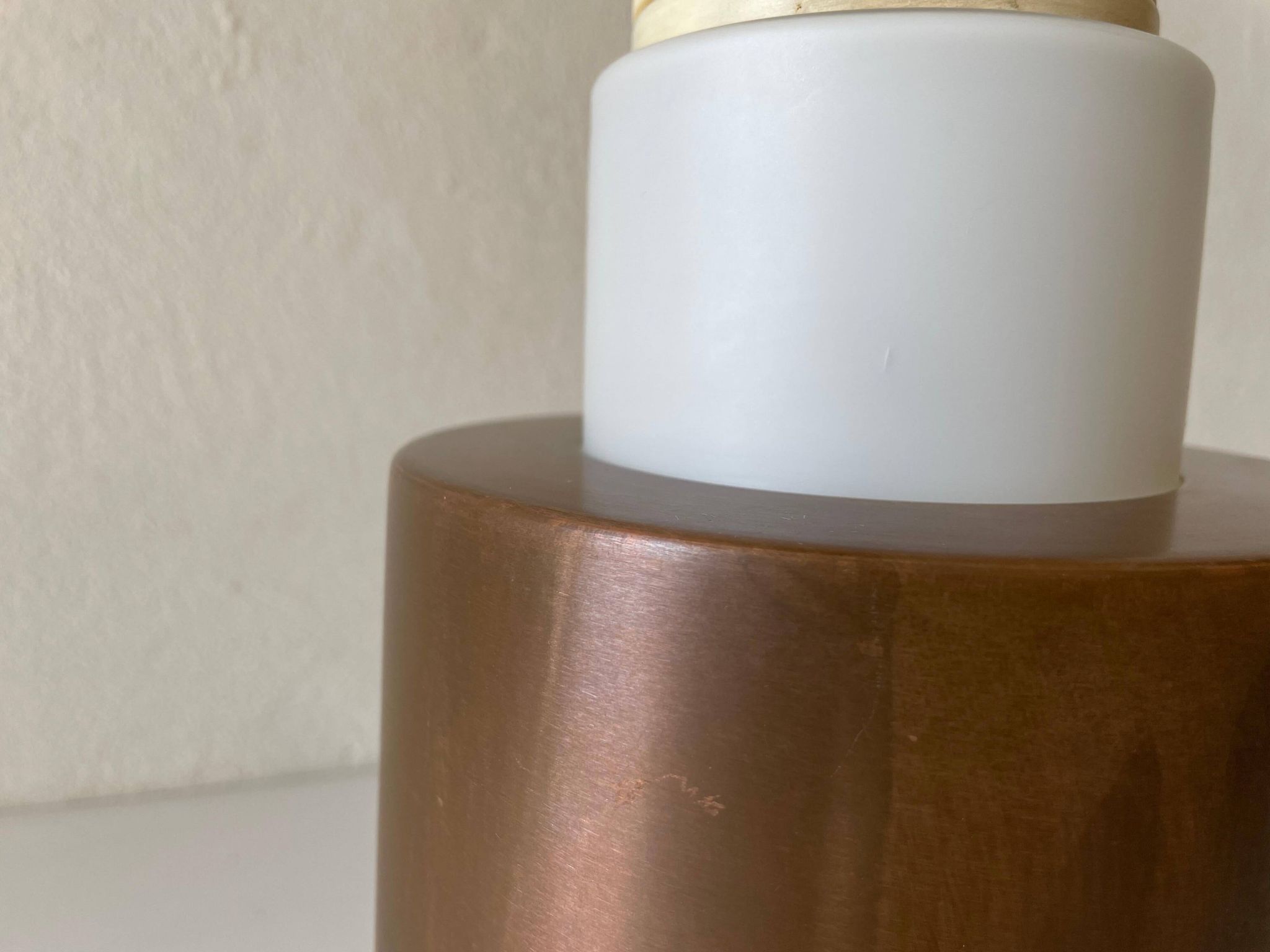 Opal Glass and Copper Plated Flush Mount Light by Staff, 1960s, Germany