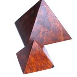 Two wooden pyramids with elm magnifying glass, 70s
