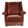 1970s, Danish highback armchair, salmon pink furniture velour, beech wood.
