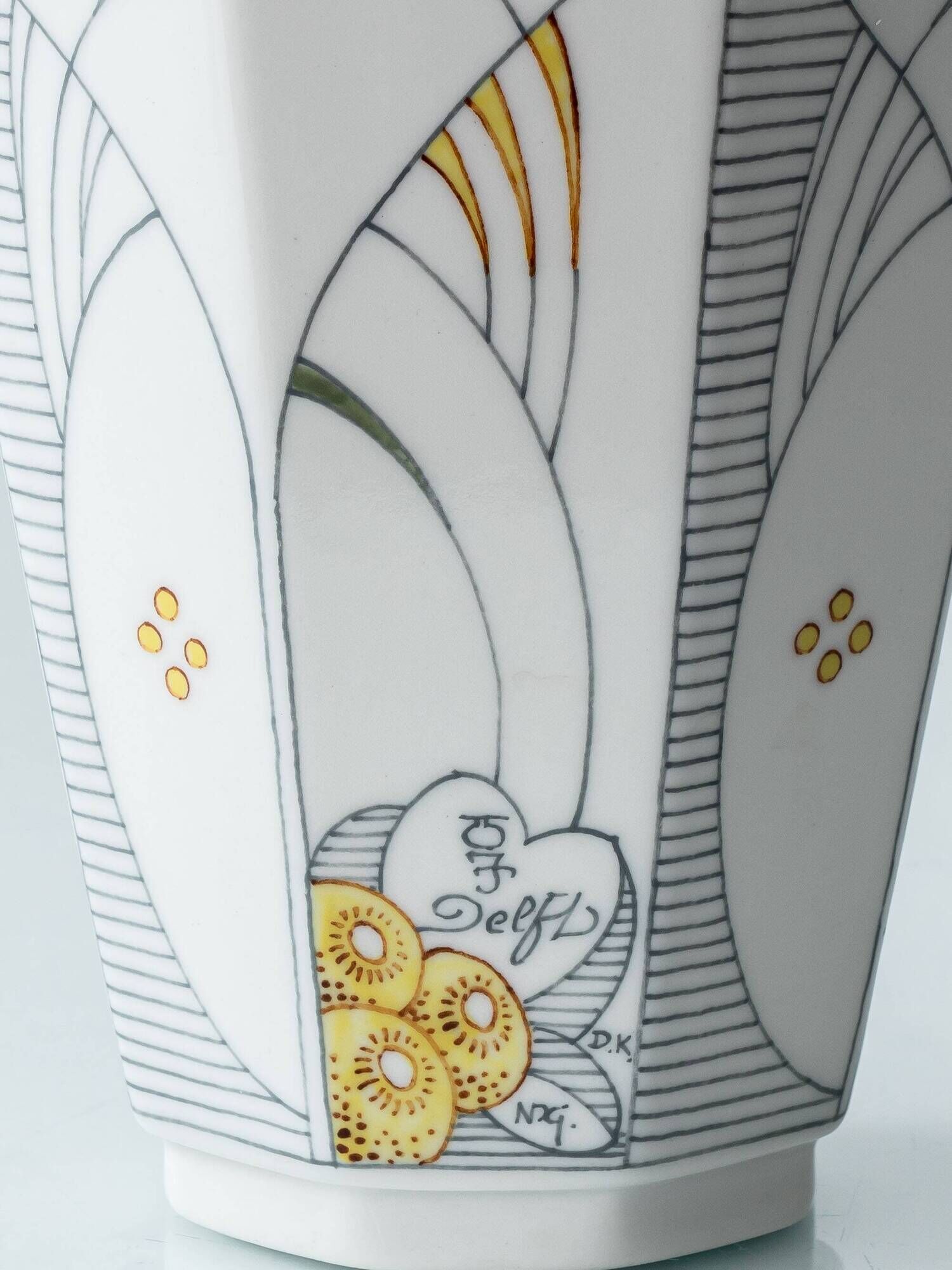 Vintage Art Deco Table Lamp by Royal Delft, Hand-Painted Ceramic