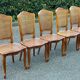 5 solid wood caned chairs, Louis XV style, stamped Baumann