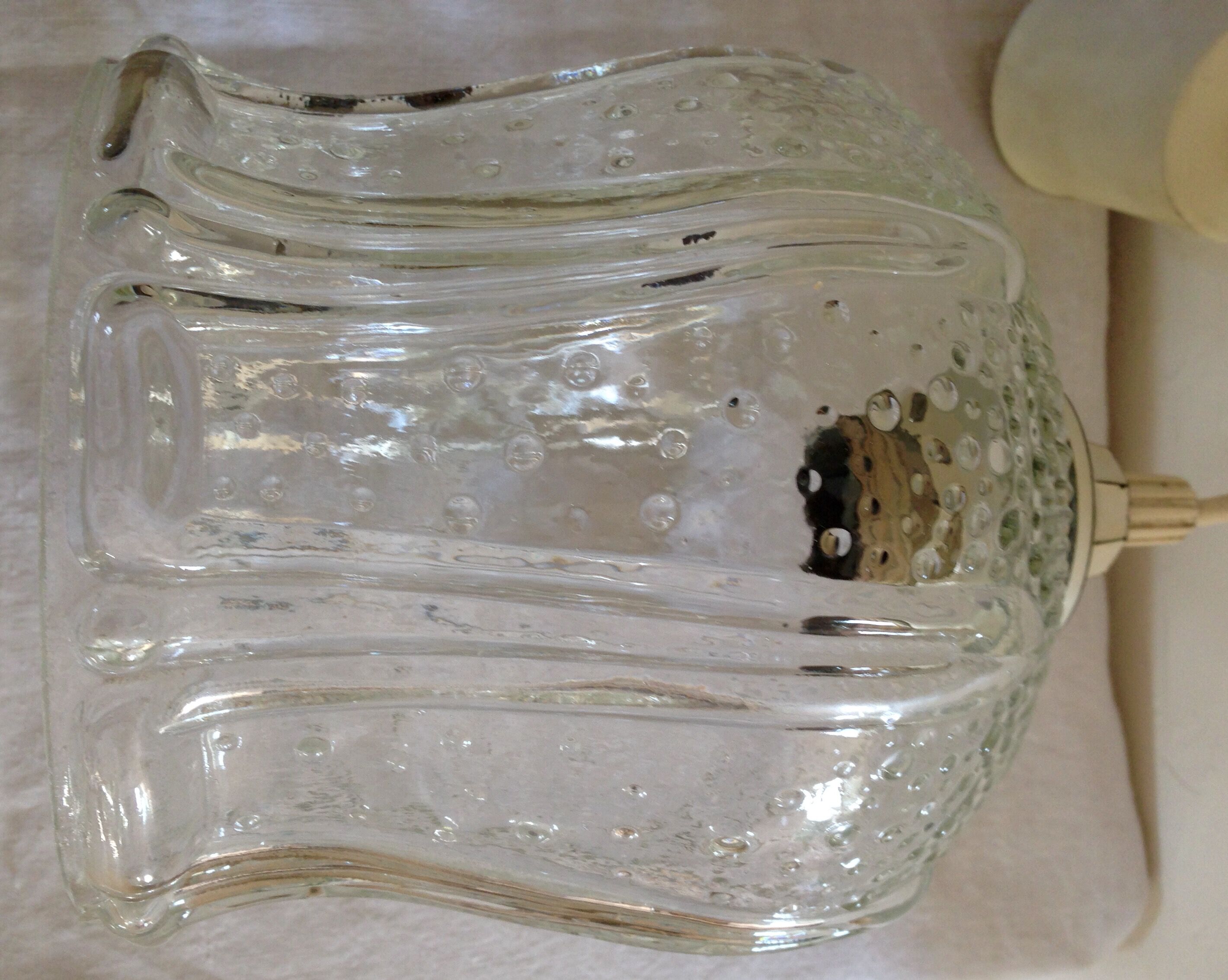 Suspension Tulip glass to relief transparent vintage