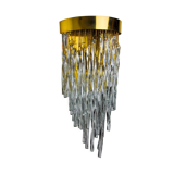 Venini waterfall wall lamp, Murano glass rods, Italy 1970