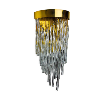 Venini waterfall wall lamp, Murano glass rods, Italy 1970