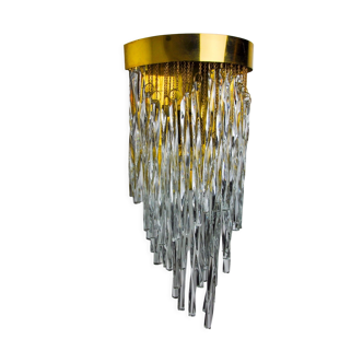 Applique Venini cascade, tiges en verre de Murano, Italie 1970