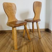 Pair of brutalist tripod chairs