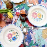 Lot 6 assiettes creuses à fleurs modèle "Rustique" Sarreguemines