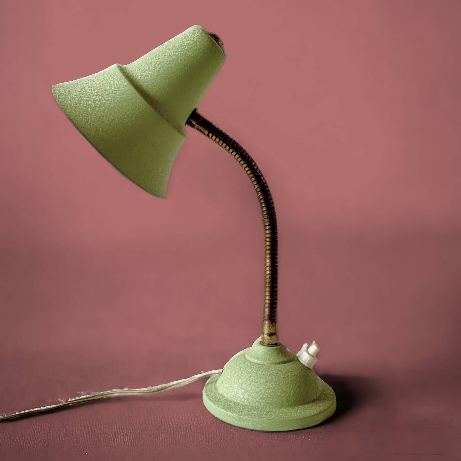 Metal and brass cocotte desk lamp - 1950