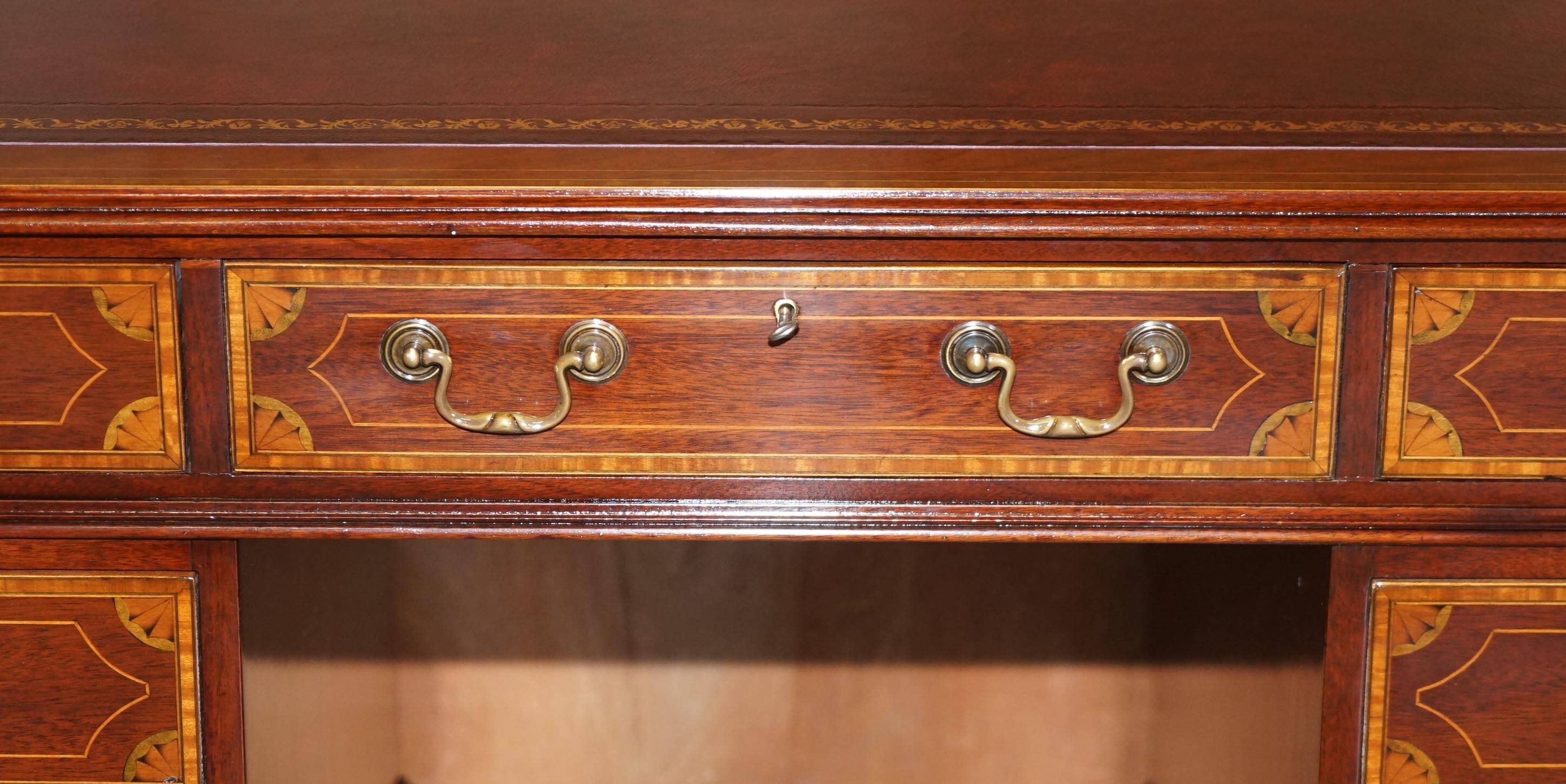 Sheraton desk restored Victorian leather
