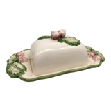 Slurry butter dish, with radish drawings. Signed "FG"