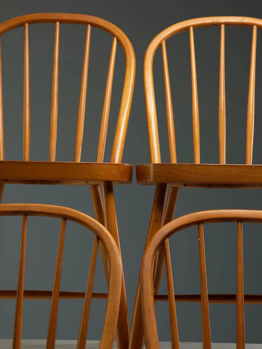Set of four dining chairs, 1960s–70s
