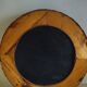Round mirror, dark rattan
