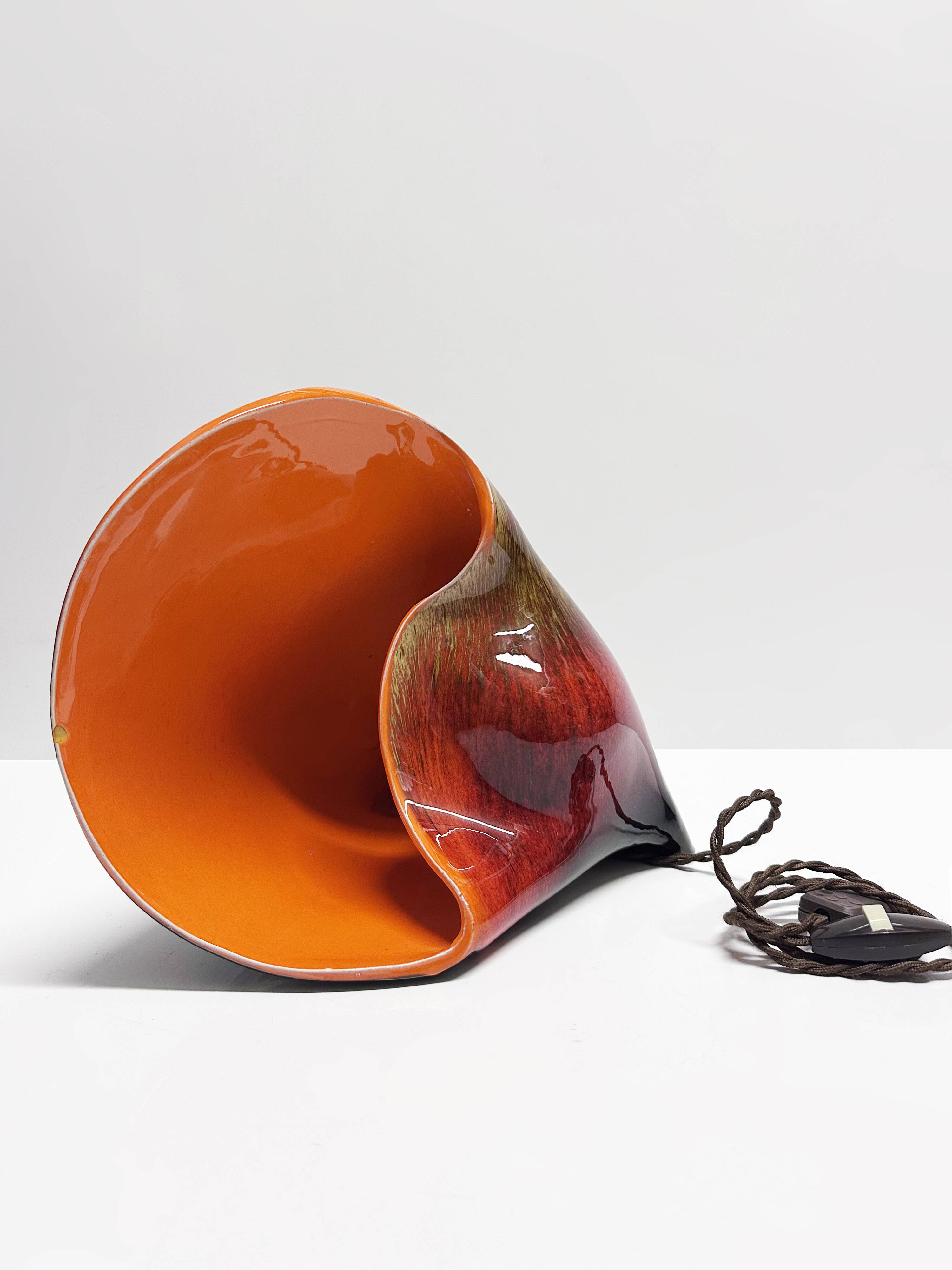 Shell lamp Vallauris in ceramic. France, 1970s.