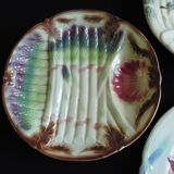 6 assiettes d’asperges anciennes françaises à Majolica