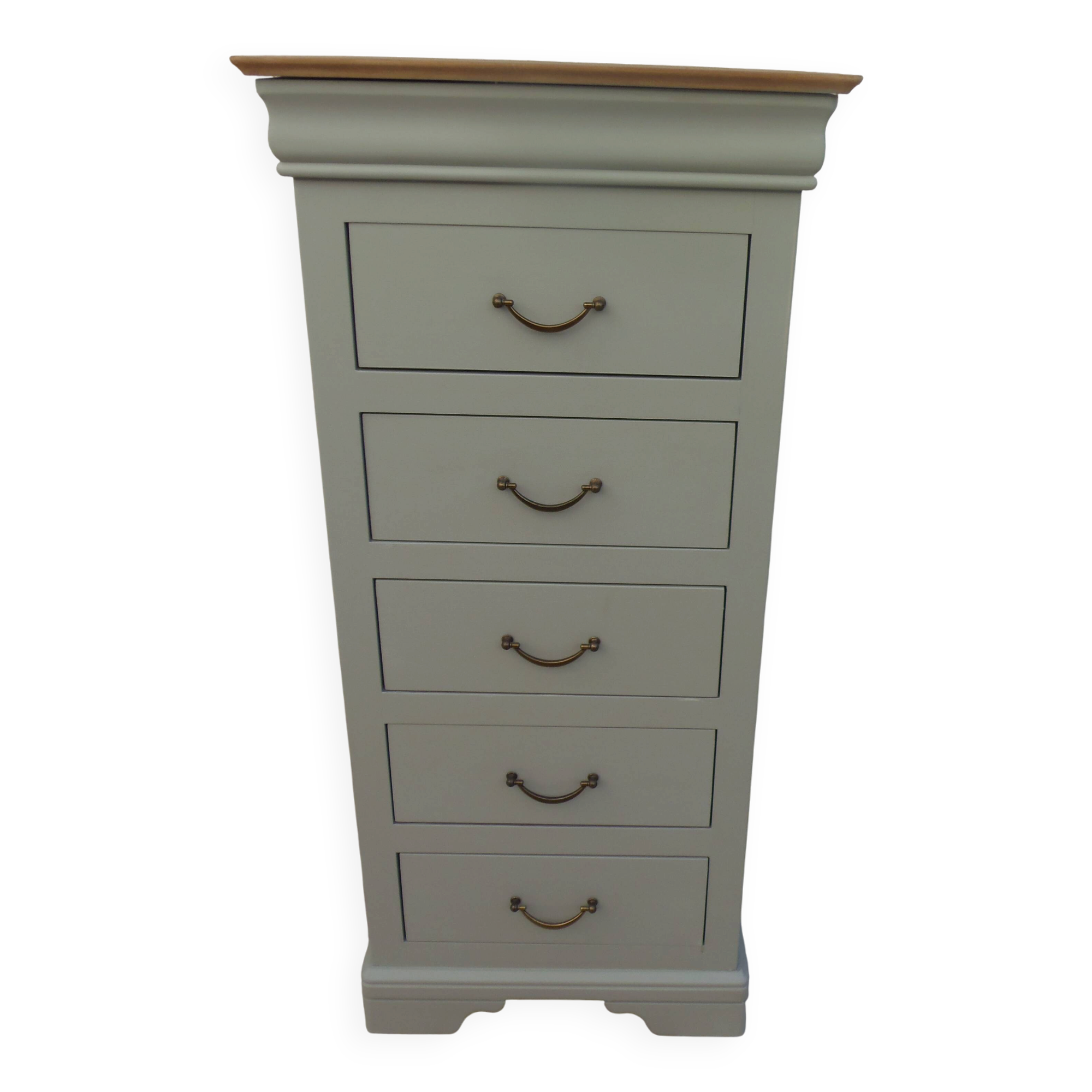 Chiffonnier style Louis Philippe, entièrement restauré sublimé vert de gris