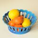 Blue openwork ceramic fruit bowl DLG from Bourg-Joly Malicorne