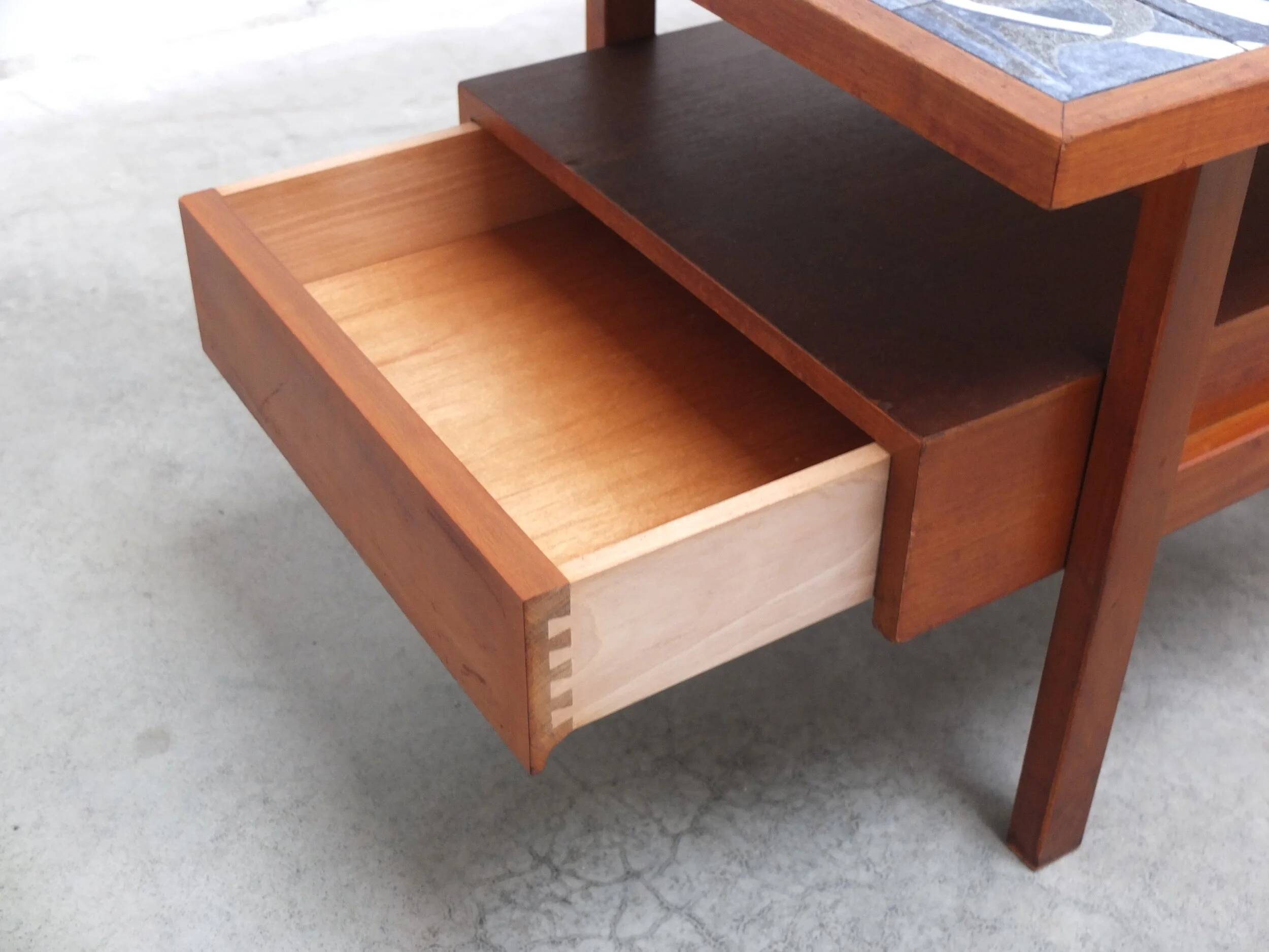 Walnut coffee table with ceramic tile by Jos De Mey for Van Den Berghe-Pauvers, 1960s