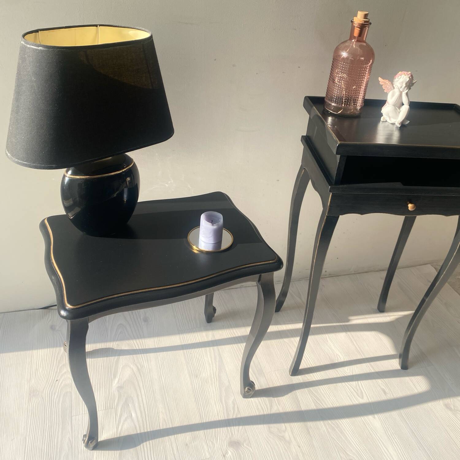 Black and gold bedside table