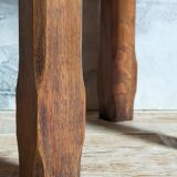 Stool in solid wood waxed oak rustic