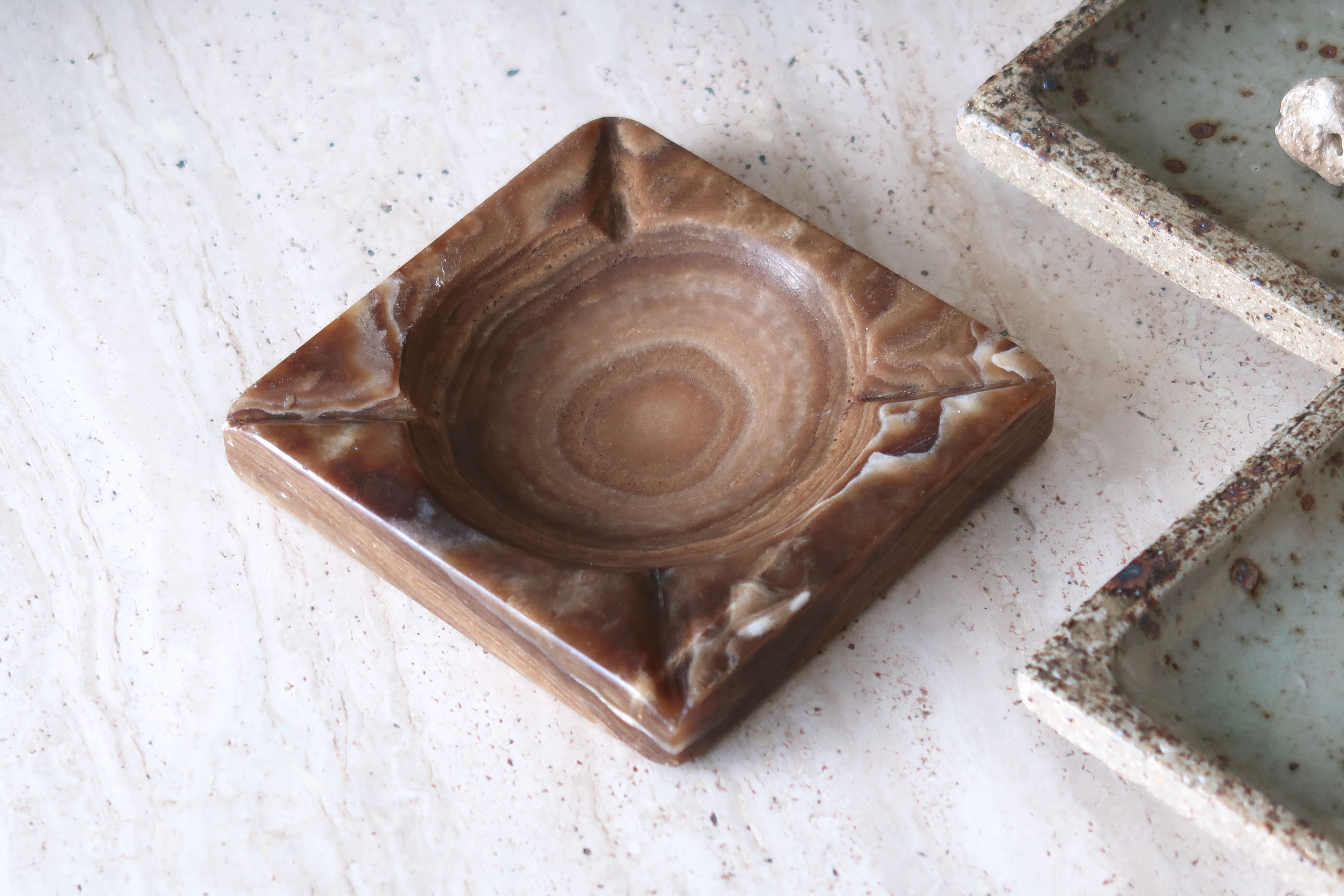 Carved stone ashtray, 70s