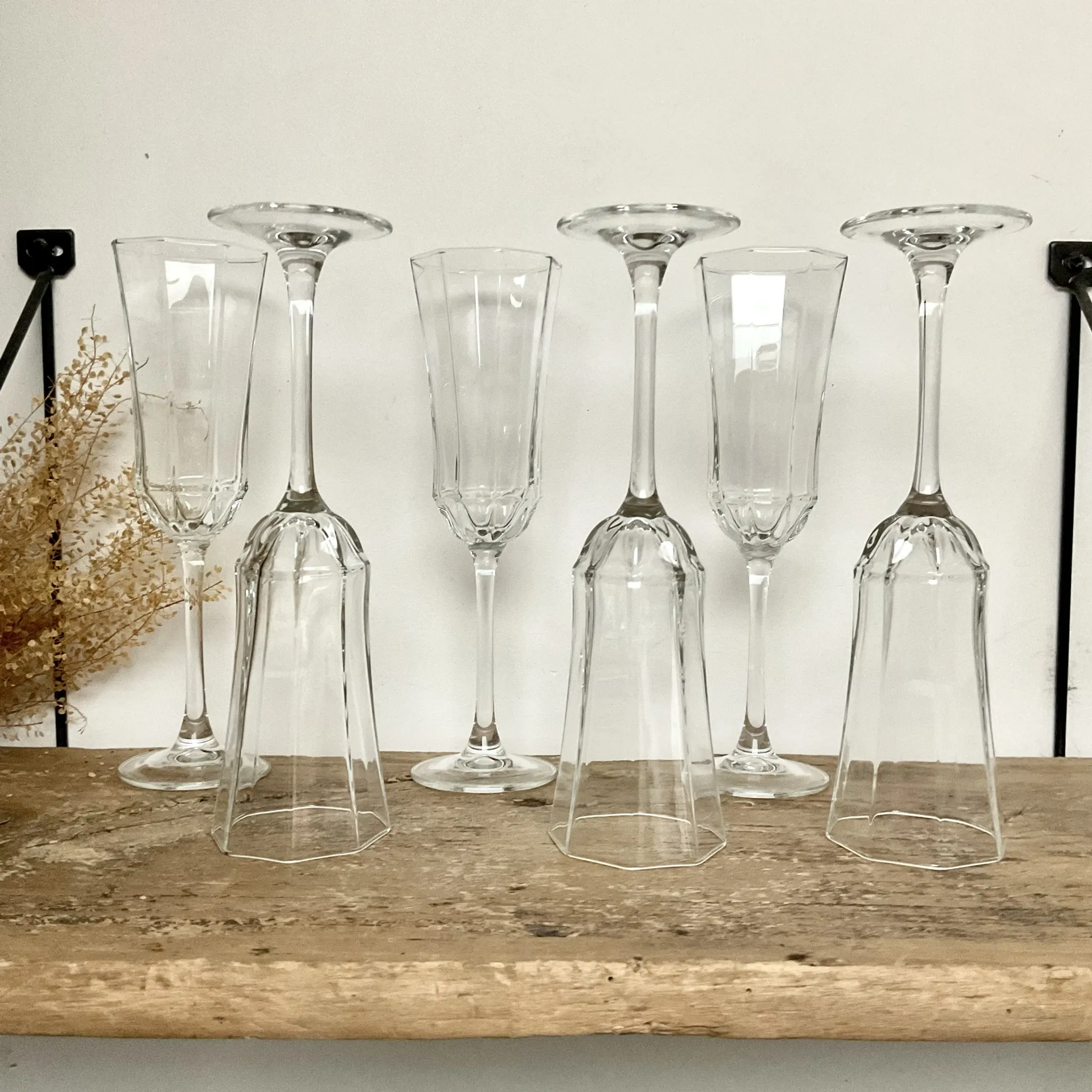 6 Vintage Octime Luminarc Champagne Flutes