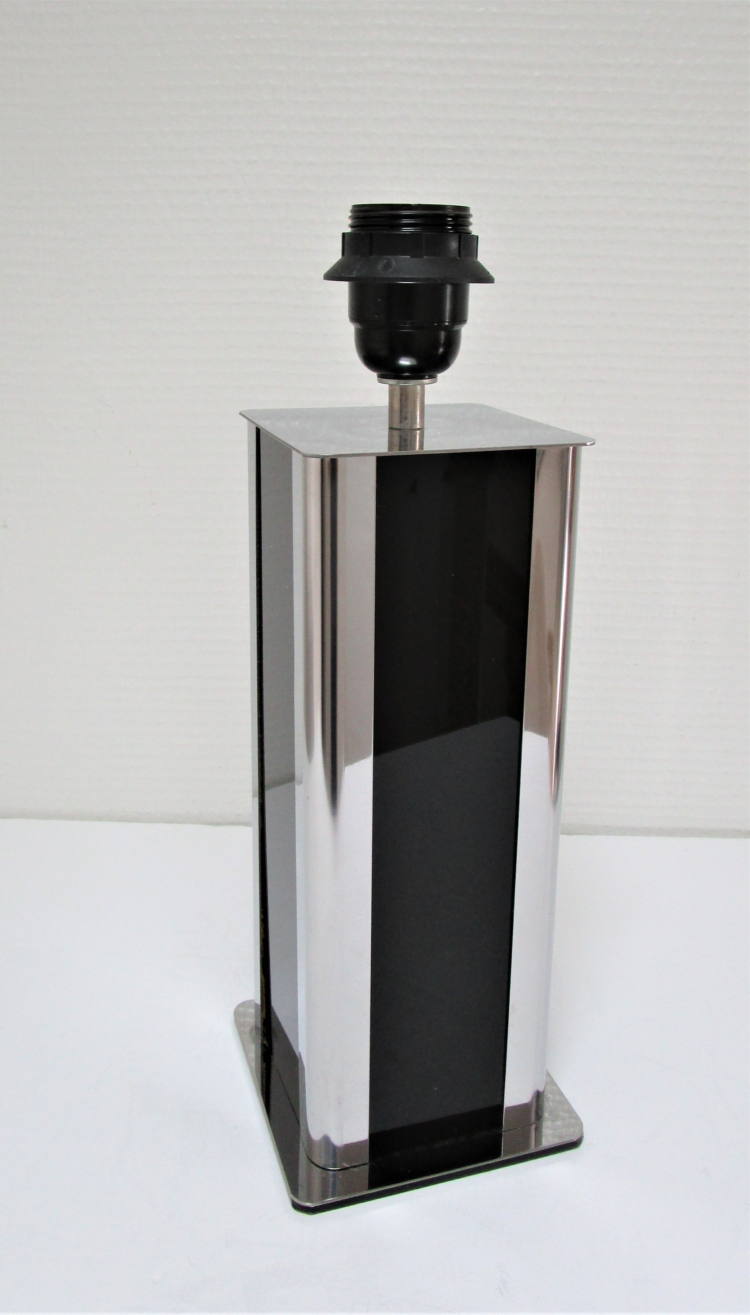 Stainless steel lamp foot and plexiglass black design 70s / 80s