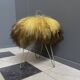 Yellow Angora sheep skin stool 1960s